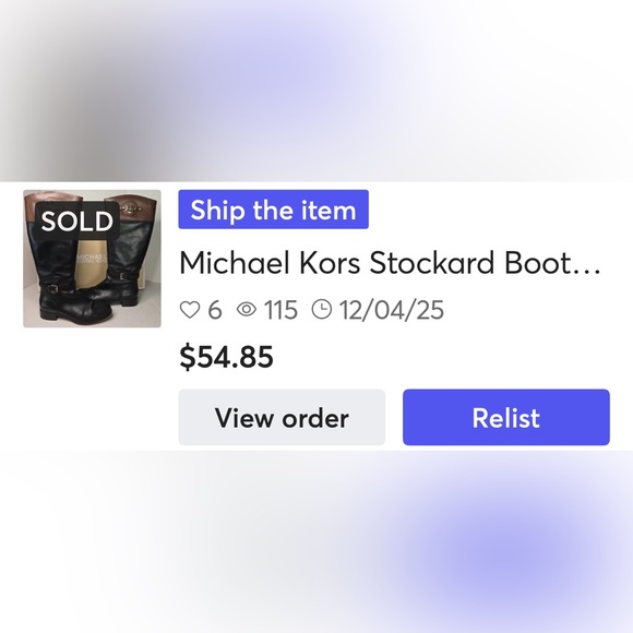 SOLD on Mercari!! Michael Kors Stockard Boots BLK/MOCHA 40FADMB9L Women Size 8.5 - Picture 12 of 12